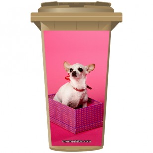 Chihuahua In A Box Wheelie Bin Sticker Panel